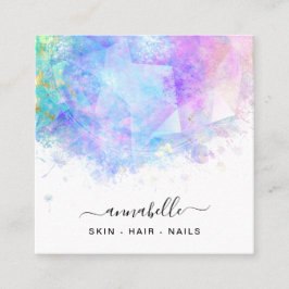 *~* QR AP26 OPAL Prism Rainbow Etheral Dandelion Fyrkantigt Visitkort