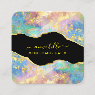 *~* QR - AP26 OPAL Rainbow Guld Glitter Etheral  Fyrkantigt Visitkort