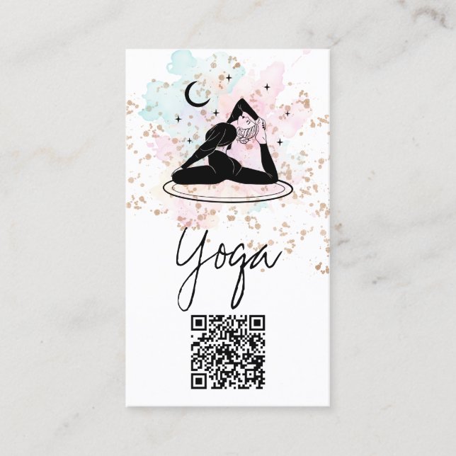 *~* QR AP33 Regnbåge Andlig Yoga Måne Visitkort (Framsida)