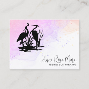 *~* QR AP46 Elegant Etheral Beach Marsh Heron Visitkort