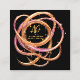 *~* QR AP65 Guld Ringar Black Glitter Fyrkantigt Visitkort