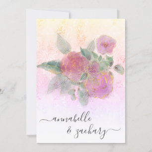 *~* QR AR12 Blommigt Damask OSA Ro Bröllop Invita Inbjudningar