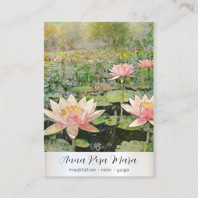 *~* QR Art Lotus Vatten Lily Nature Flower AP67 Visitkort (Framsida)