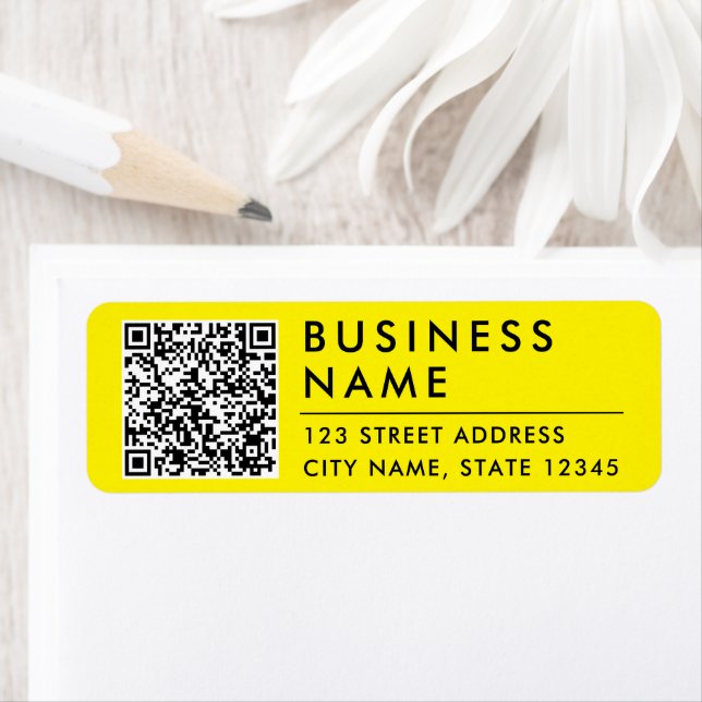 QR-återvändandeadress för enkel modern Gult-webbpl Returadress Etikett (Insitu)
