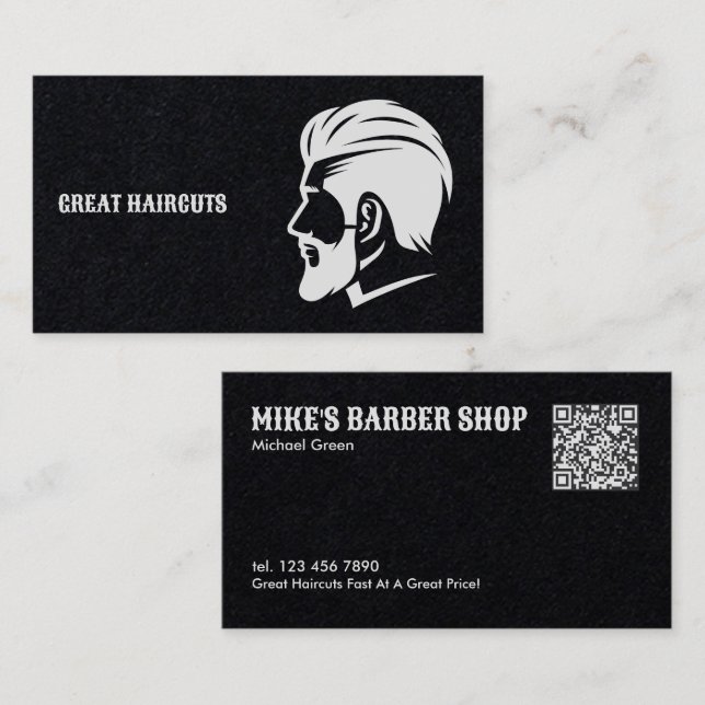 QR Barber Premium Visitkort (Fram/baksida)