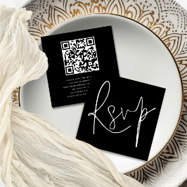 QR Black-Bröllopet OSA med minimal Elegant Tilläggskort