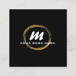 *~* QR Black Guld White Dramatic Elegant AP65 Fyrkantigt Visitkort