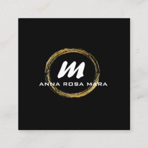 *~* QR Black Guld White Dramatic Elegant AP65 Fyrkantigt Visitkort