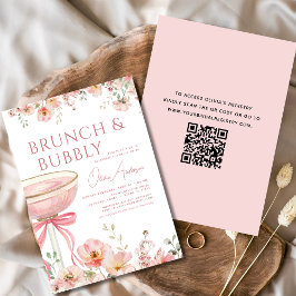 QR-Blommigt Brunch och Bubly-Möhippa Inbjudningar