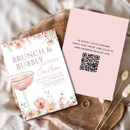 QR-Blommigt Brunch och Bubly-Möhippa Inbjudningar