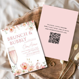 QR-Blommigt Brunch och Bubly-Möhippa Inbjudningar