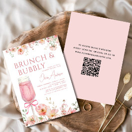 QR-Blommigt Brunch och Bubly-Möhippa Inbjudningar