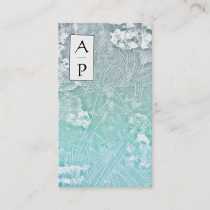 *~* QR Blommigt Subtle Flowers TURQUOISE Logotyp P Visitkort