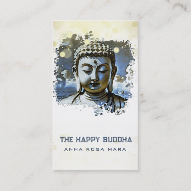 *~* QR Blue Artsy Buddha AP33 QR-Logotyp Visitkort (Framsida)