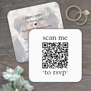 QR Bröllop RSVP Enkel Foto & Klassisk Typografi Tilläggskort