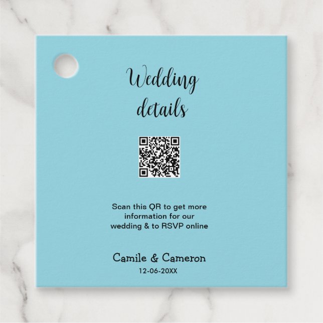 QR BRÖLLOP WEBSITE lägga till fotonamets datum sva Gåvor Etiketter (Framsida)