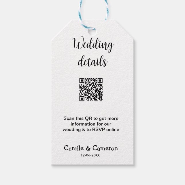 QR BRÖLLOP WEBSITE lägga till fotonamets datum sva Presentetikett (Framsidan)