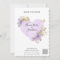 *~* QR Butterfly Heart AR6 Bröllop spara datum
