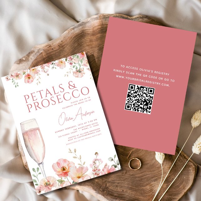 QR Cod Möhippa WildblomPetals & Prosecco Inbjudningar (Skapare uppladdad)