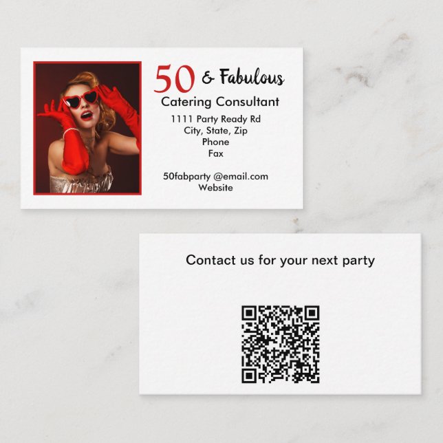QR Code 50 och Fabulous Catering Consultant Visitkort (Fram/baksida)