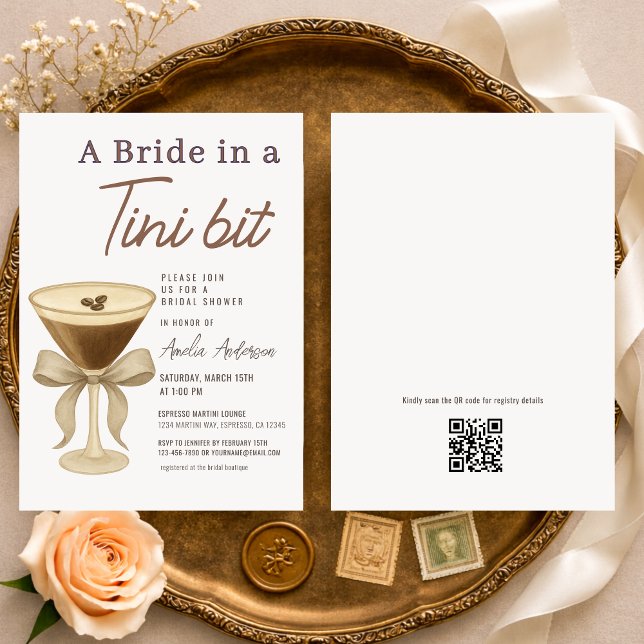 QR Code A Bride in a Tini Bit Bridal Shower Inbjudningar (Skapare uppladdad)
