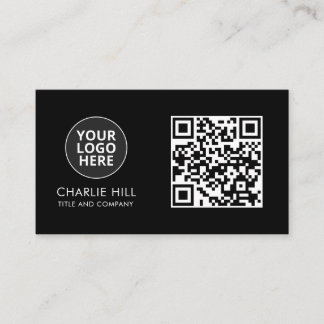 QR Code Affärskort Logotyp Black Modern Minimalist Visitkort