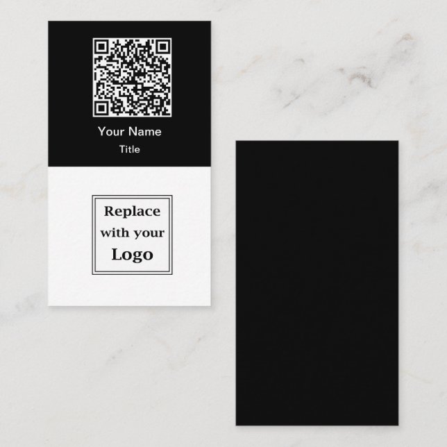 QR Code And Business Logo Business Cards Vertical Visitkort (Fram/baksida)