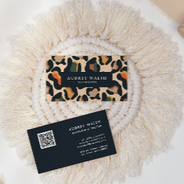 QR CODE Animal Skin Leopard spot färg Visitkort