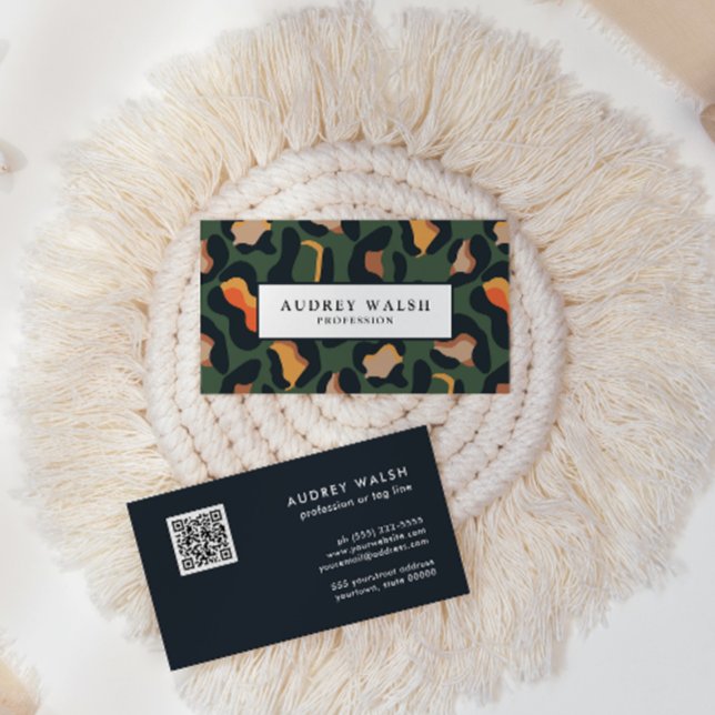 QR CODE Animal Skin Leopard spot färg Visitkort (Skapare uppladdad)