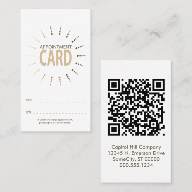 qr code appointment sunBurst Tidsbeställning Kort (Fram/baksida)