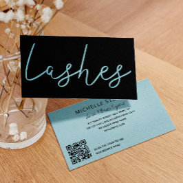QR CODE aqua blue Black lash technician typography Visitkort