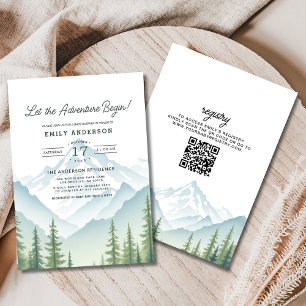 QR Code Äventyr Begins Woodland Baby Shower Inbjudningar