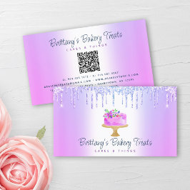 QR Code Bakery Lila Cake Glitter Drives Dessert Visitkort