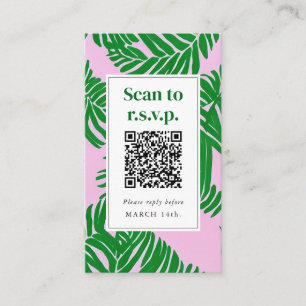 QR Code Beach Wedof OSA Rosa Grönt Handflatan Träd Tilläggskort