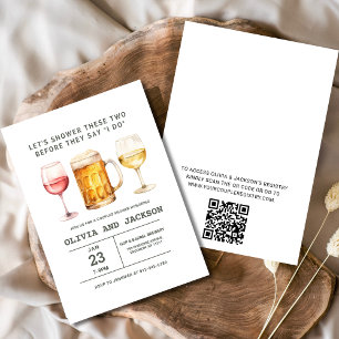 QR Code Beer Vin Brewery Par Shower Inbjudningar