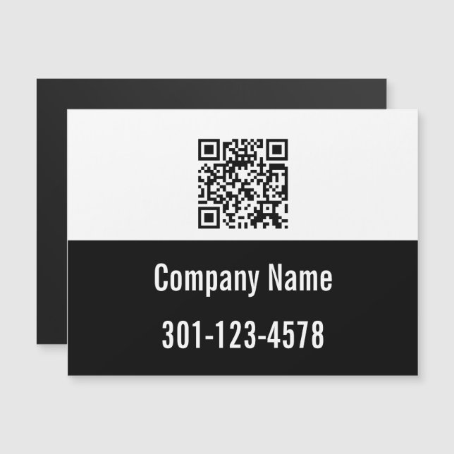 QR Code Black and White Business Namn Mobil Magnet (Fram/baksida)