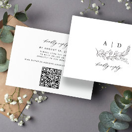 QR code black and white monogram wedding OSA Kort