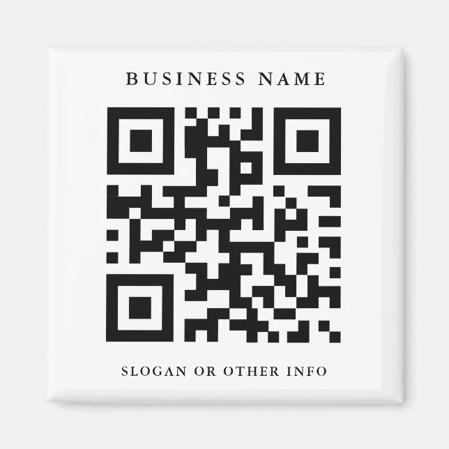 QR Code Black and White Simple Business Magnet (Framsidan)