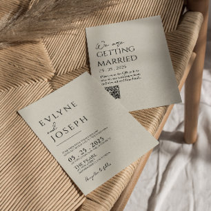 QR Code Black & Beige Boho Neutralt Bröllop Inbjudningar