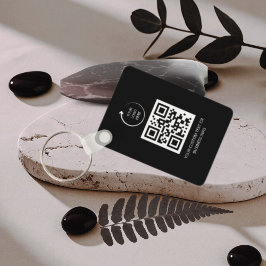 QR Code| black Business Professional Simple Logo Nyckelring