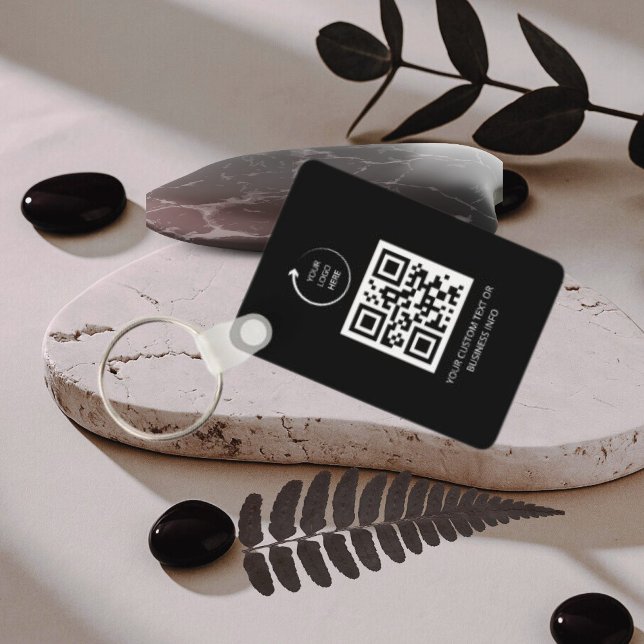 QR Code| black Business Professional Simple Logo Nyckelring (Skapare uppladdad)