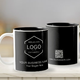 QR Code Black Company Business Logotyp Promo Två-Tonad Mugg