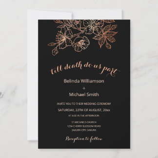 QR Code | Black Copper Floral | Goth Wedding Inbjudningar