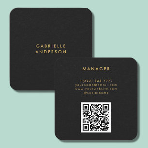 QR Code Black Papper Struktur & Guld Typografi Fyrkantigt Visitkort