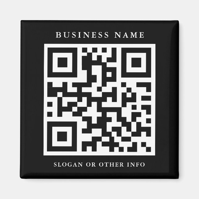 QR Code Black Simple Business Magnet (Framsidan)