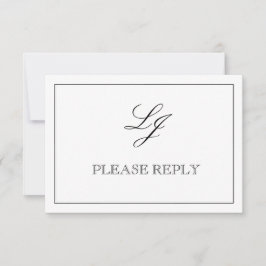 QR Code Black & White Calligraphy Monogram Bröllop OSA Kort