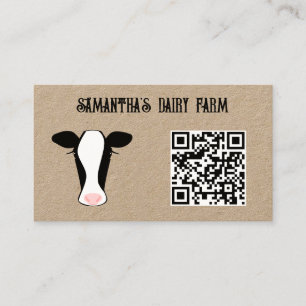 QR Code Black White Cow Farm Grönt Kraft Visitkort