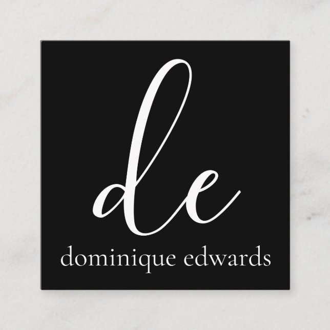 QR Code Black White Monogram Modern Beauty Fyrkantigt Visitkort (Framsida)