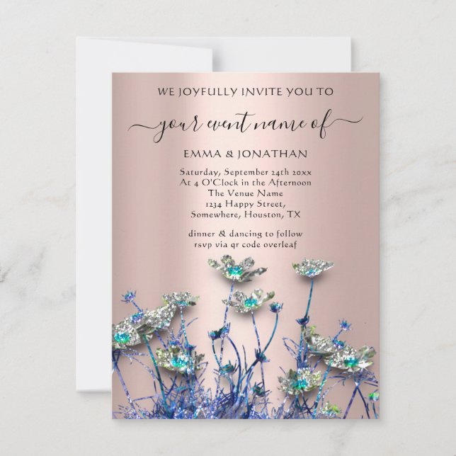 QR CODE Blommigt Meadow Wildblomma Blue Ro (Framsida)