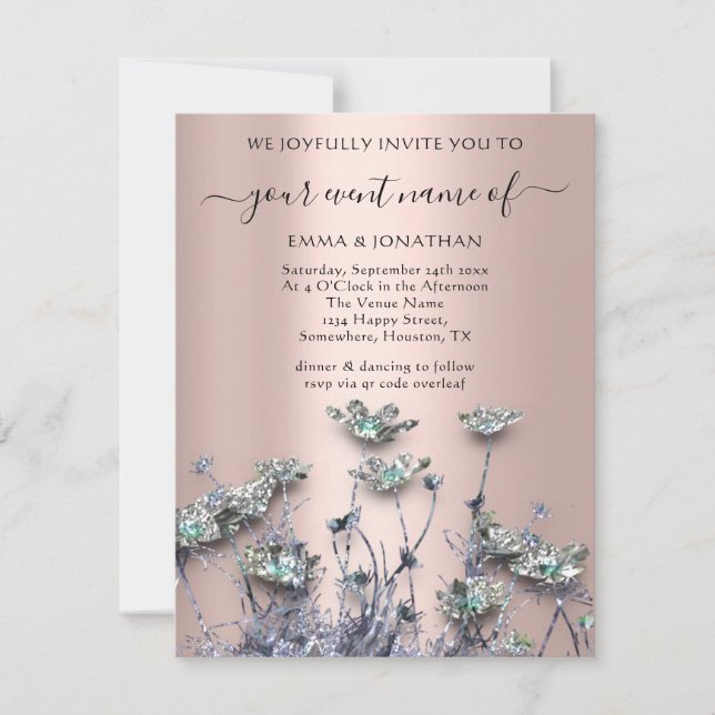 QR CODE Blommigt Meadow Wildblomme Greenery Lila (Framsida)